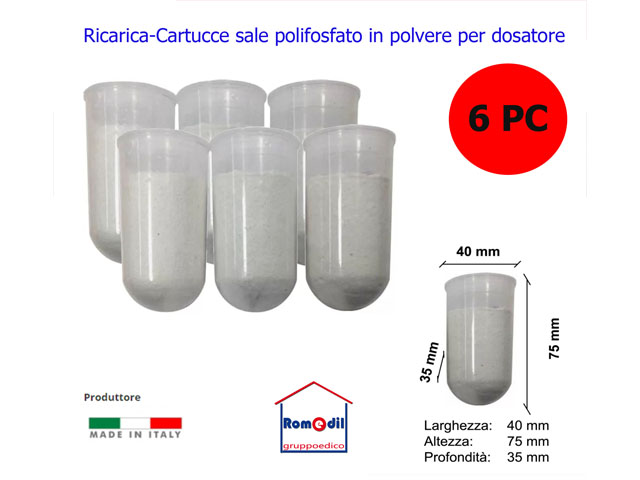 15610 - Cartucce ricarica filtro dosatore di polifosfati/anticalcare caldaia  6 pezzi - 1